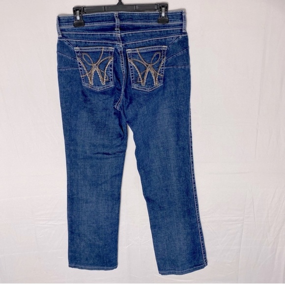 Wrangler Q Baby Med Wash Mid Rise Straight Leg Jeans 7/8 - Picture 15 of 16